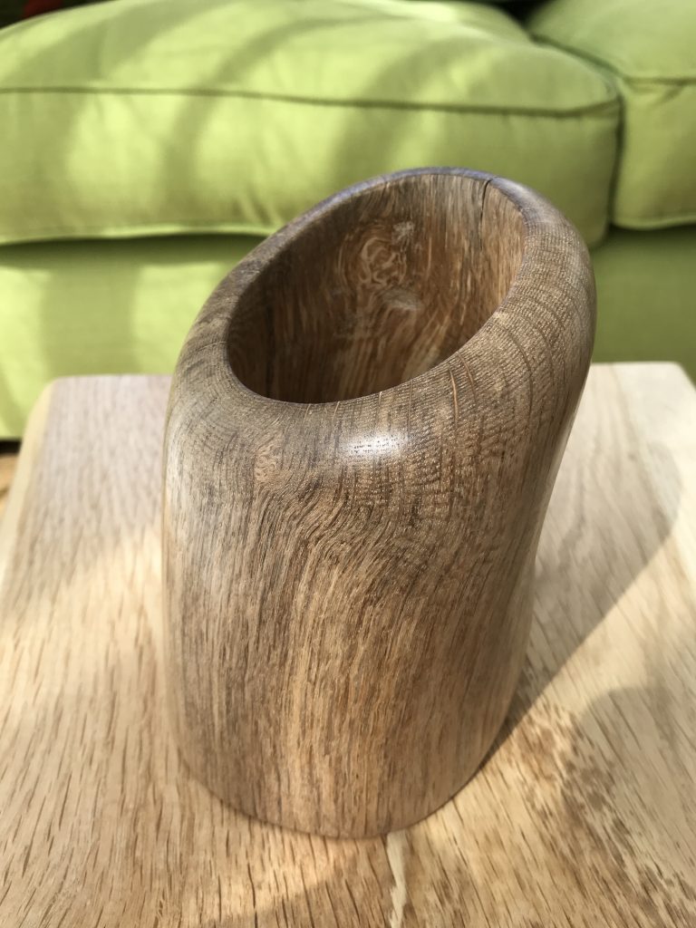 Rounded oak driftwood pencil pot