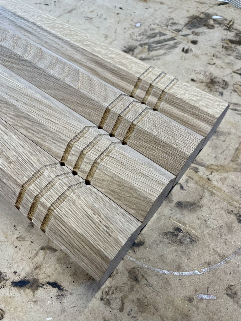 Groove detail on octagonal legs.