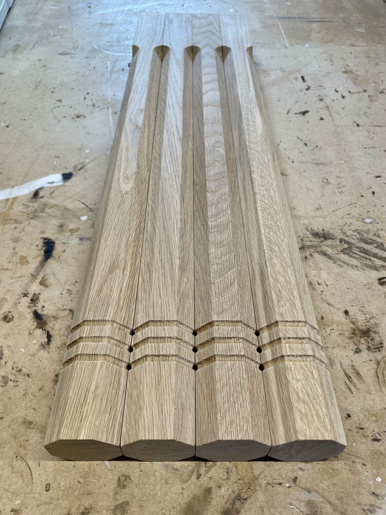 Four octagonal legs lined up together.