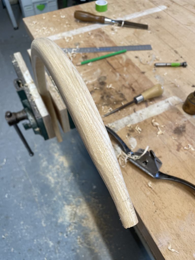 Shaping the crinoline.  Windsor chair build by Iain Stirling of Chapelhill Fine Furniture.