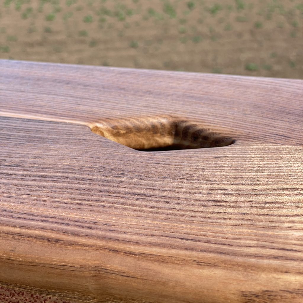 Scottish creepie stool in olive ash and sapele, made by Iain Stirling of Chapelhill Fine Furniture.