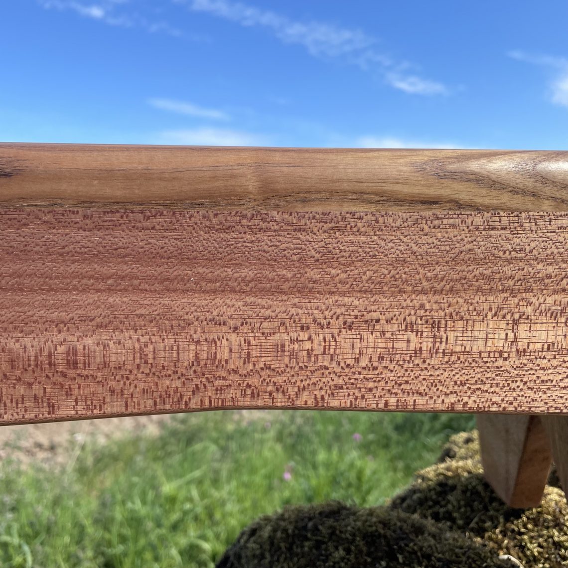 Scottish creepie stool in olive ash and sapele, made by Iain Stirling of Chapelhill Fine Furniture.
