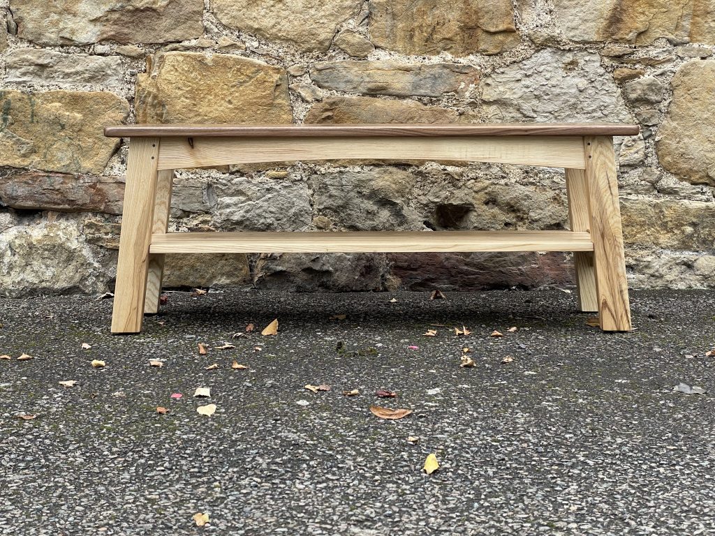 "Sparrow" bench and shoe rack made by Chapelhill Fine Furniture.