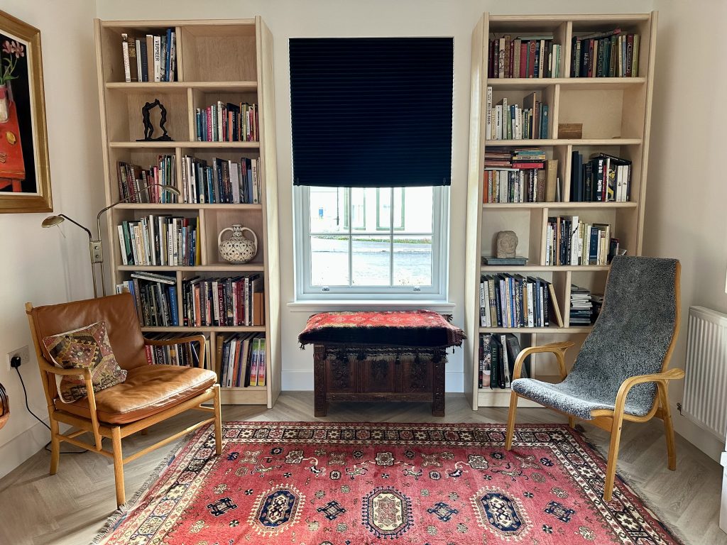 "Great Egret" bookcases by Chapelhill Fine Furniture